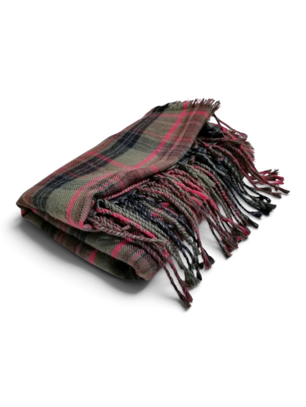 Eddie Bauer Scarf One Size Tartan Plaid Flannel Fringe Winter Holiday Red Green
